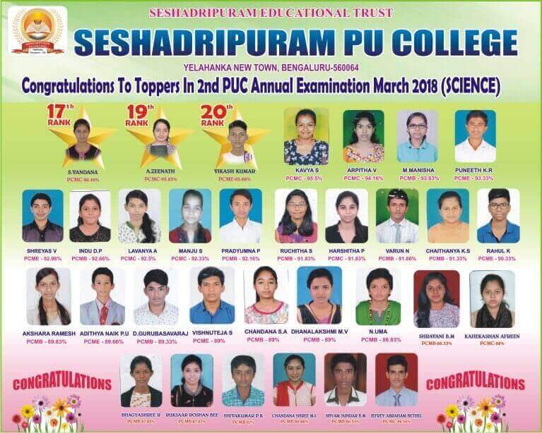 ವಿಜ್ಞಾನ ಟಾಪರ್ಸ್ ೨೦೧೮